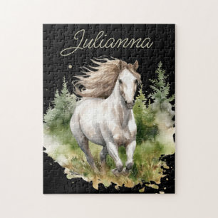 Paard Waterverf Wit Arabisch Paard Pony Natuur Legpuzzel