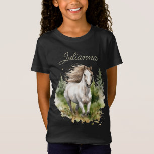 Paard Waterverf Wit Arabisch Paard Pony Natuur T-shirt