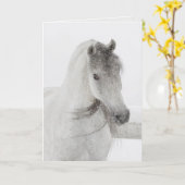 Paard Wenskaart - Mischievous Snowy Mare Kaart (Gele Bloem)