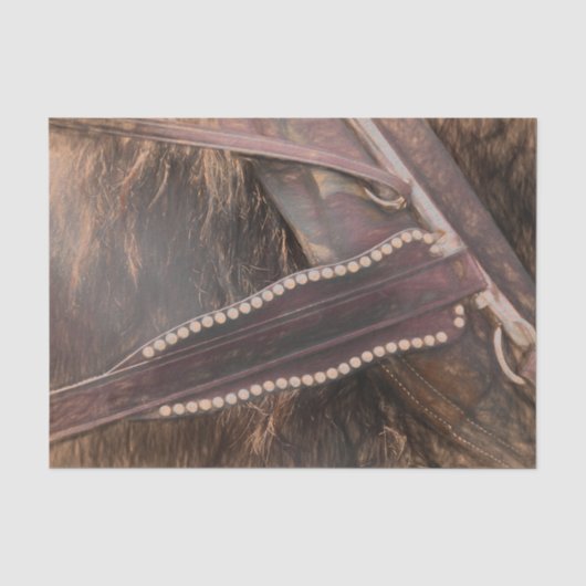 Paard Western Bruin Vintage Rustiek Decoupage Tissuepapier (Voorkant)