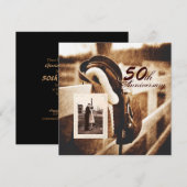 paard western cowboy 50ste huwelijksverjaardag kaart (Voorkant / Achterkant)