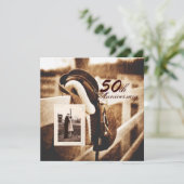 paard western cowboy 50ste huwelijksverjaardag kaart (Staand voorkant)