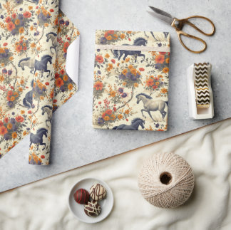  Paard Western Cowboy Bloemen Cadeaupapier