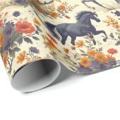  Paard Western Cowboy Bloemen Cadeaupapier (Rol Hoek)