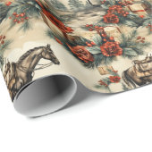  Paard Western Cowboy Kerst Cadeaupapier (Rol Hoek)