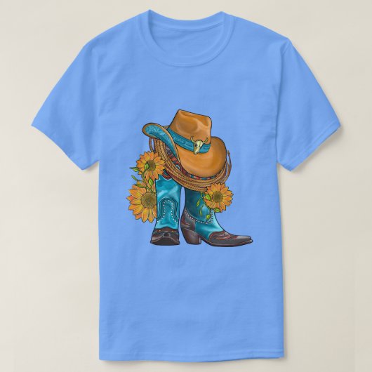 Paard Western Pet en cowboylaarzen met zonnebloeme T-shirt (Design voorkant)