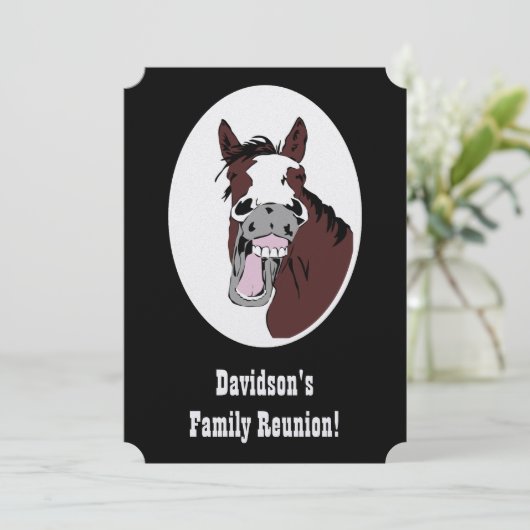 Paard Western Thema Familie Reünie Custom Invite Kaart (Staand voorkant)
