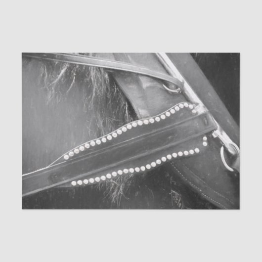 Paard Western Zwart Wit Vintage Rustiek Tissuepapier (Voorkant)