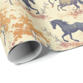 Paard Westerne  hengsten in Golden Trees Cadeaupapier (Rol Hoek)