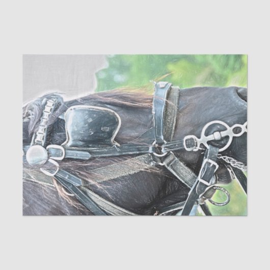 Paard Westers Rustiek Bruin Groen Decoupage Tissuepapier (Voorkant)