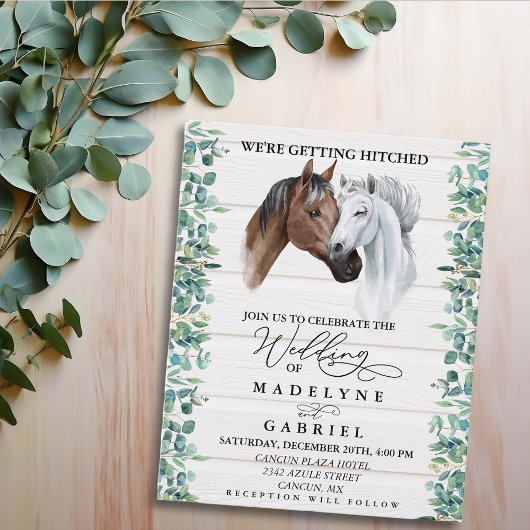 Paard Westerse Trouw Bloemen Hout Rustiek