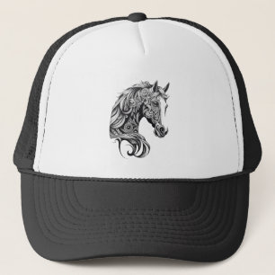 Paard Wilde Dier Natuur Illustratie Art Tattoo Trucker Pet
