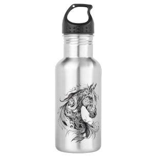 Paard Wilde Dier Natuur Illustratie Art Tattoo Waterfles