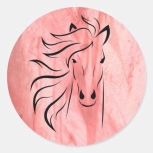 Paard Wilde Manen Framboos Ronde Sticker