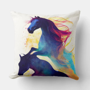 Paard Wilde Natuur Dierlijke Kleuren Kunst Schilde Kussen