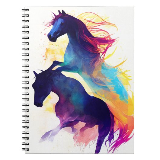 Paard Wilde Natuur Dierlijke Kleuren Kunst Schilde Notitieboek (Voorkant)