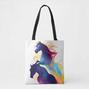 Paard Wilde Natuur Dierlijke Kleuren Kunst Schilde Tote Bag