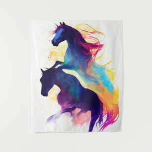 Paard Wilde Natuur Dierlijke Kleuren Kunst Schilde Wandkleed