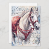 Paard Winter Kerst Waterverf Feestdagenkaart (Voorkant / Achterkant)