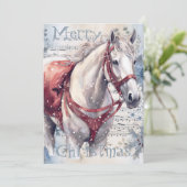 Paard Winter Kerst Waterverf Feestdagenkaart (Staand voorkant)