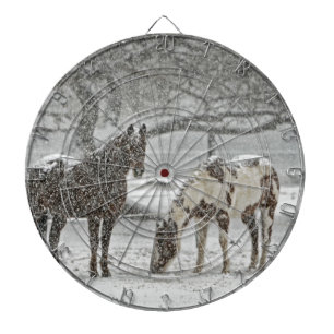 paard winter sneeuw boerderij ranch dieren besneeu dartbord