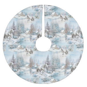 Paard winterpatroon besneeuwd bos landschap kerstboom rok