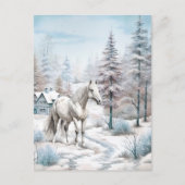 Paard winterscène sneeuwbos Kerstmis Briefkaart (Voorkant)