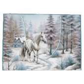 Paard winterscène sneeuwbos Kerstmis Groot Cadeauzakje (Achterkant)