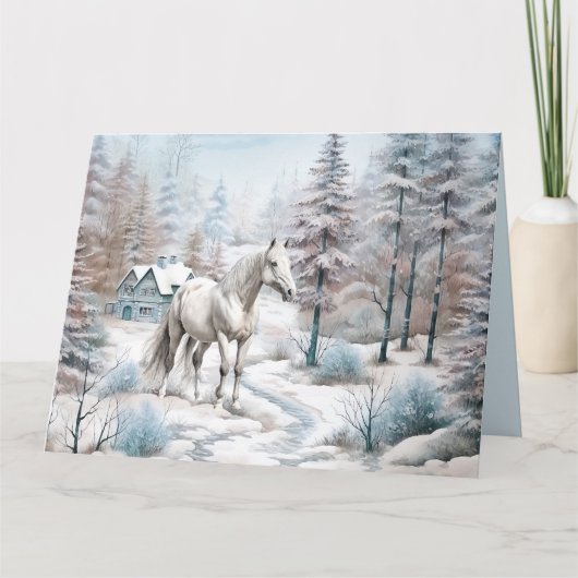 Paard winterscène sneeuwbos Kerstmis Kaart (Voorkant)