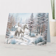 Paard winterscène sneeuwbos Kerstmis