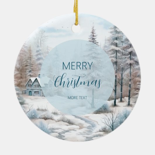 Paard winterscène sneeuwbos Kerstmis Keramisch Ornament (Achterkant)