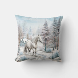 Paard winterscène sneeuwbos Kerstmis Kussen