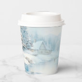 Paard winterscène sneeuwbos Kerstmis Papieren Bekers (Achterkant)