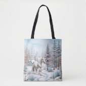 Paard winterscène sneeuwbos Kerstmis Tote Bag (Voorkant)