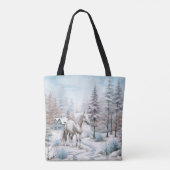 Paard winterscène sneeuwbos Kerstmis Tote Bag (Achterkant)