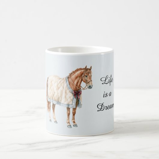 Paard Witte Blauwe Dekent Koffiemok (Center)