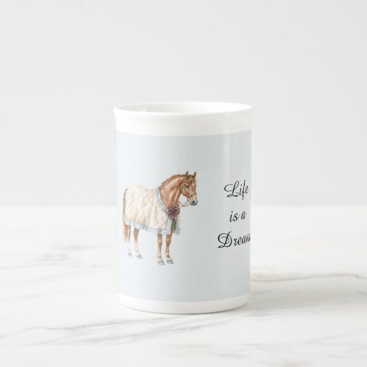 Paard Witte Blauwe Dekent Porselein Kop (Voorkant)
