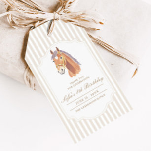 Paard Zadel Neutraal Bruin Pony Favor Cadeaulabel