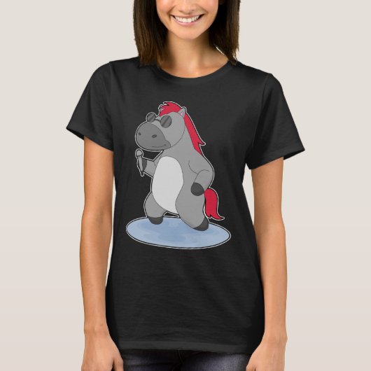 Paard Zanger Microfoon Zingen T-shirt (Voorkant)