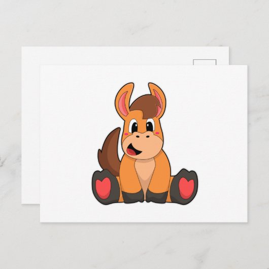 Paard zittend briefkaart (Voorkant / Achterkant)