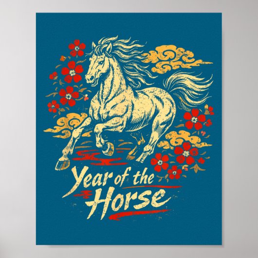 Paard zodiakale kunst voor het maanjaar poster (Voorkant)