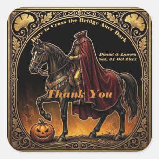 Paard zonder hoofd Durf te kruisen Dank je goud Vierkante Sticker