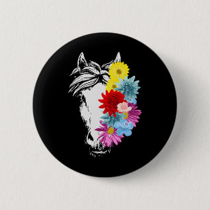 Paard Zonnebloem Leuke Paardrijden Bloem Liefhebbe Ronde Button 5,7 Cm