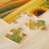 Paard Zonnebloem Zonsondergang Legpuzzel (Zijkant)