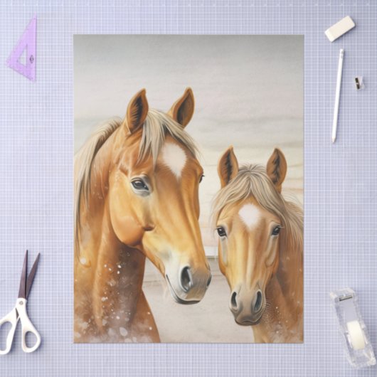 Paard Zonsondergang Strand Scene Achtergrond Tissuepapier (Craft)