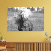  Paard Zwart-wit Canvas Afdruk (Insitu (Woonkamer))