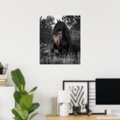 Paard Zwart Wit Foto Modern Poster (Thuiskantoor)