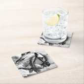 Paard zwart-wit kunstfoto kartonnen onderzetters (Insitu)