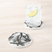 Paard zwart-wit kunstfoto zandsteen onderzetter (Zijkant)