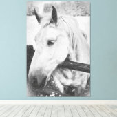*~* Paardachtige AR22 . Wit Paard over Houten Omhe Canvas Afdruk (Insitu (Houten vloer))